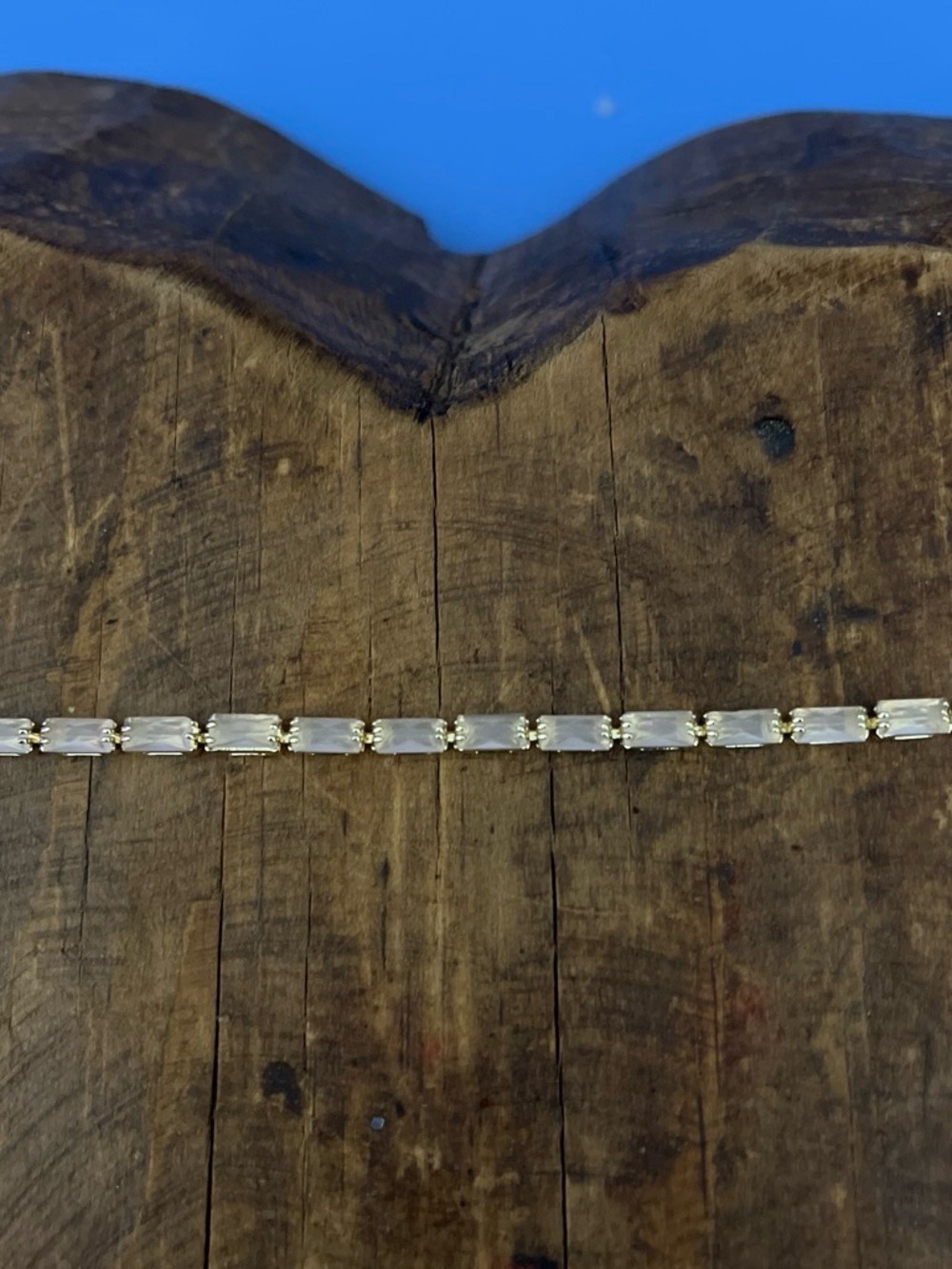 Gold-Tone White Crystal Station Bracelet